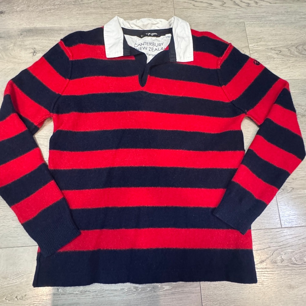 Vintage Canterbury of New Zealand Mens XLarge XL Lambswool Rugby Sweater Striped